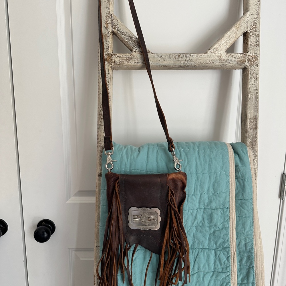 Brown Leather Fringe Crossbody Bag